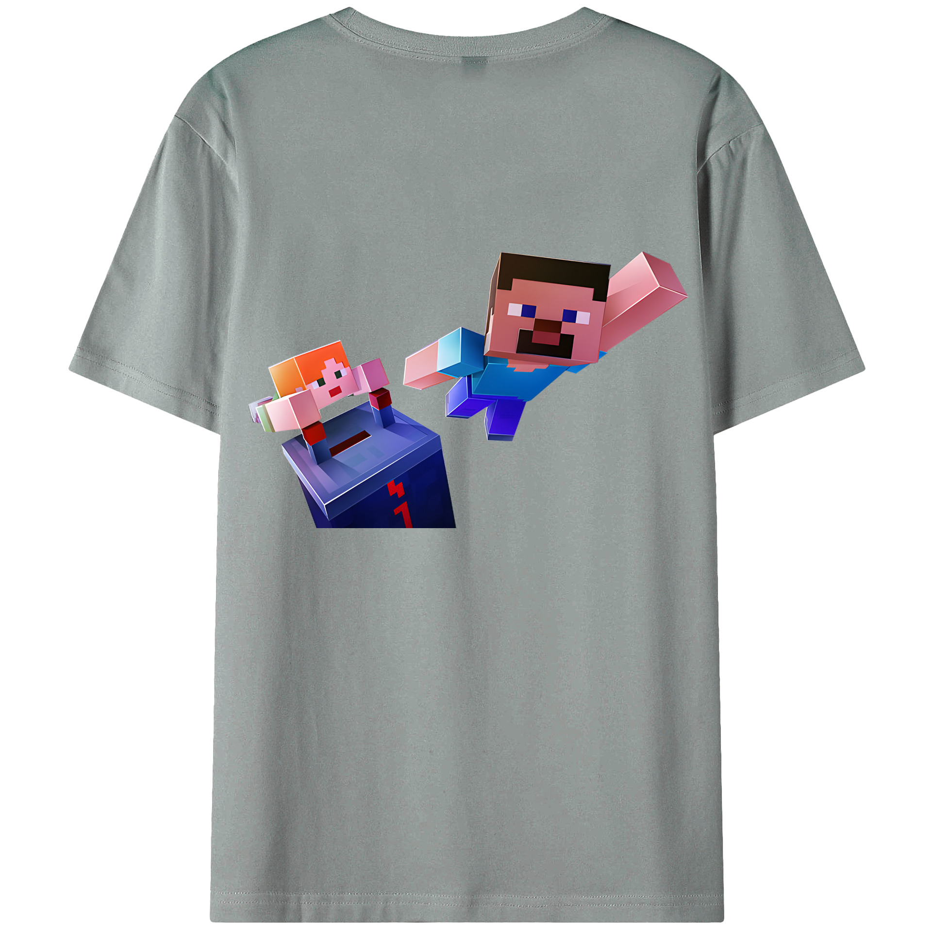 （画像用） マインクラフト ブロックの世界 Minecraft MC Block world 綿100％ メンズ半袖Tシャツ（バックプリント） 通気性